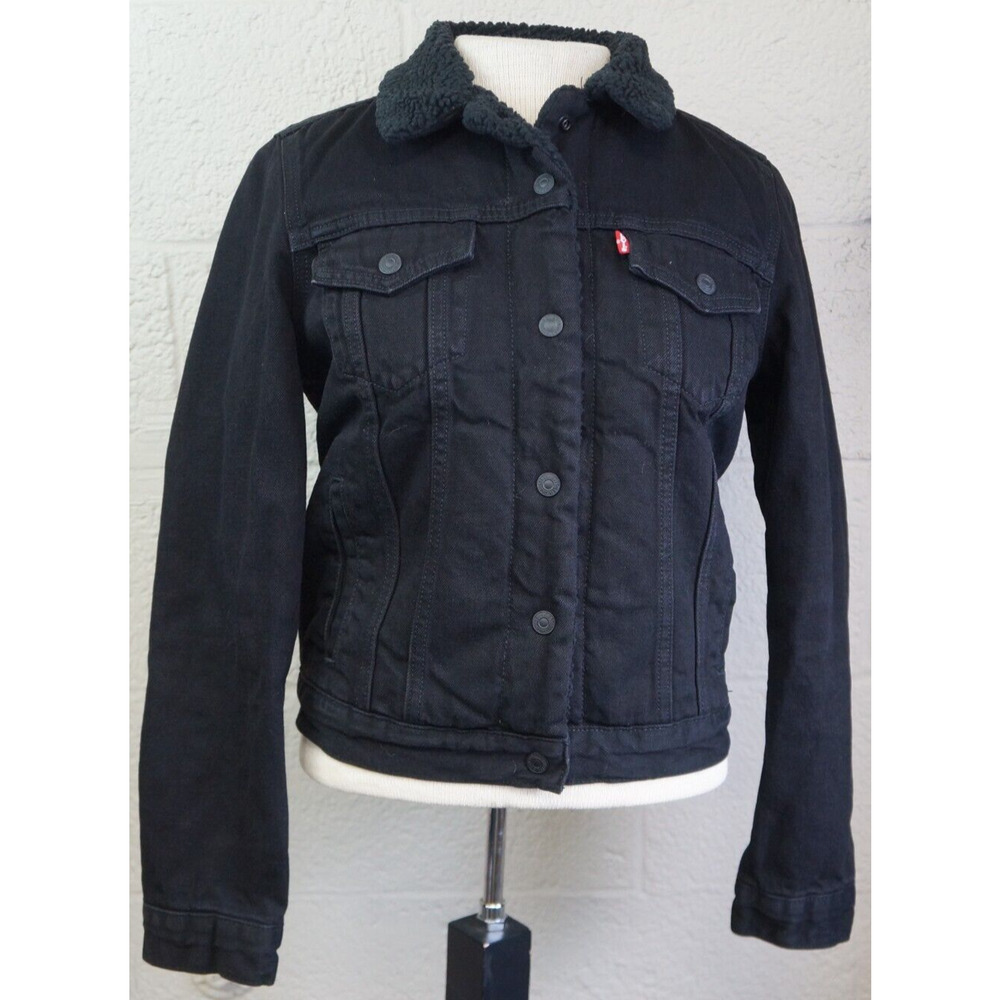 Levi Strauss & Co Forever Black Sherpa Lined Winter Jacket Black Size S Denim